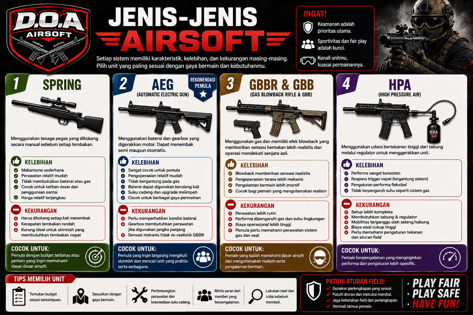 MENGENAL JENIS-JENIS AIRSOFT